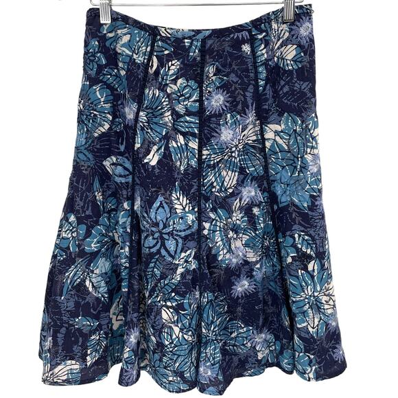 CHICO'S Skirt Chico Size 0 or US 4 Blue Floral Peasant Pleated Embroidery Boho - Picture 2 of 7